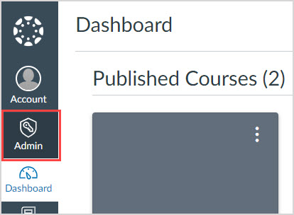 Click the Admin menu in Canvas.